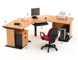 Meja Kantor Highpoint Five Series Cherry Workstation 2