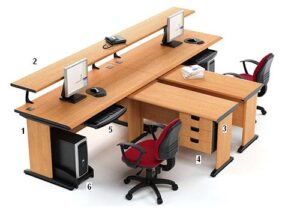 Meja Kantor Highpoint Five Series Cherry Workstation 4