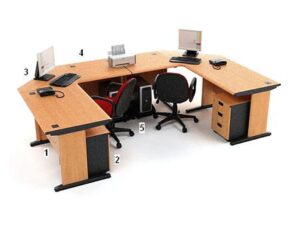 Meja Kantor Highpoint Five Series Cherry Workstation 5