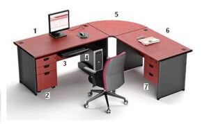 Meja Kantor Highpoint One Series Mahogani Workstation 1